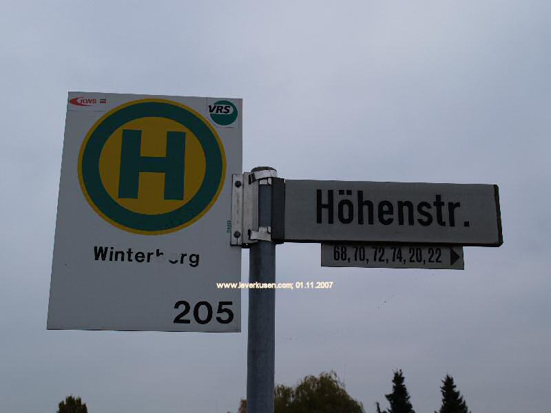Foto der Höhenstr.: Straßenschild Höhenstr.