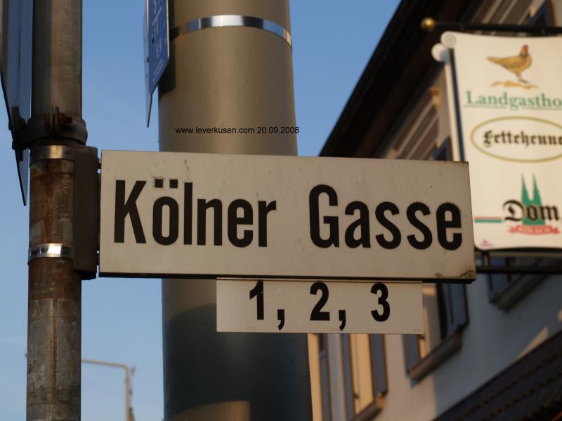 Foto der Kölner Gasse: Straßenschild Kölner Gasse