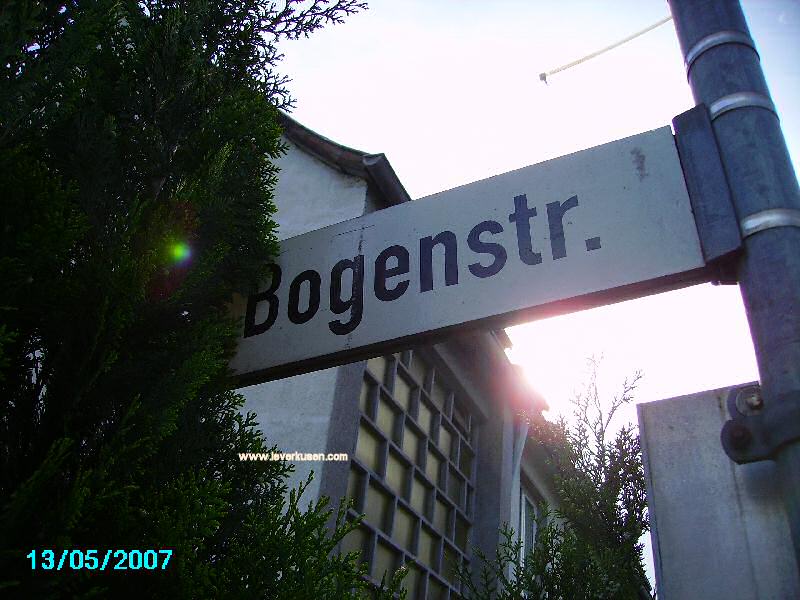 Foto der Bogenstr.: Straßenschild Bogenstraße