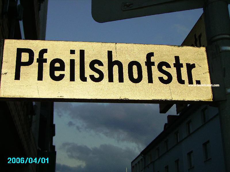 Foto der Pfeilshofstr.: Straßenschild Pfeilshofstraße