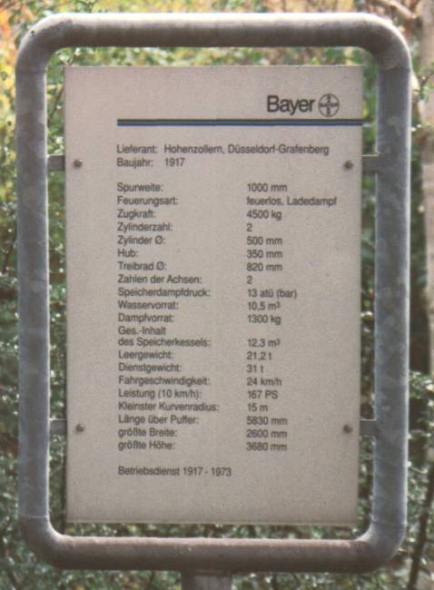 Bayer-Werksbahn: Erluterung Lok Salophen (39 k)