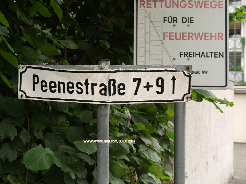 Foto der Peenestr.: Straßenschild Peenestr.