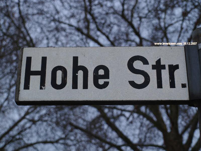Foto der Hohe Str.: Straßenschild Hohe Str.
