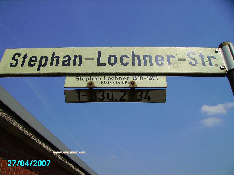 Foto der Stephan-Lochner-Str.: Straßenschild Stephan-Lochner-Straße
