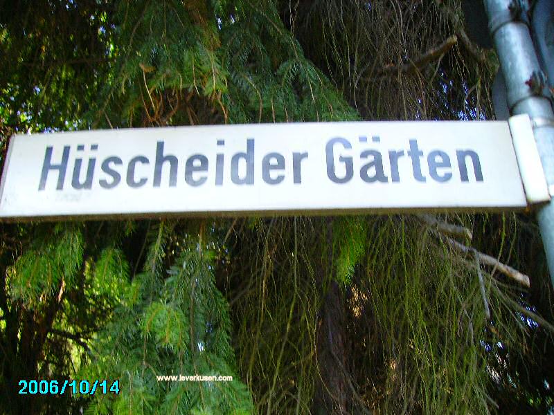 Hüscheider Gärten, Straßenschild