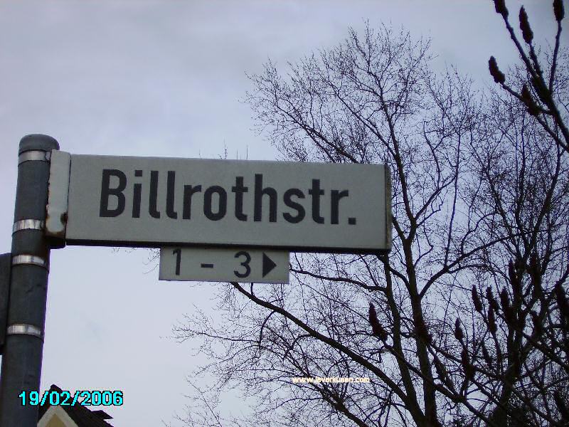 Foto der Billrothstr.: Straßenschild Billrothstr.