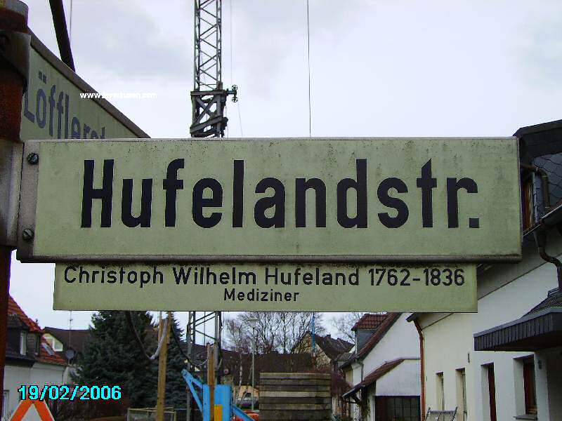 Foto der Hufelandstr.: Straßenschild Hufelandstr.