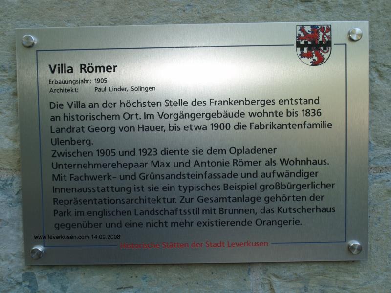 Denkmaltafel Villa Römer