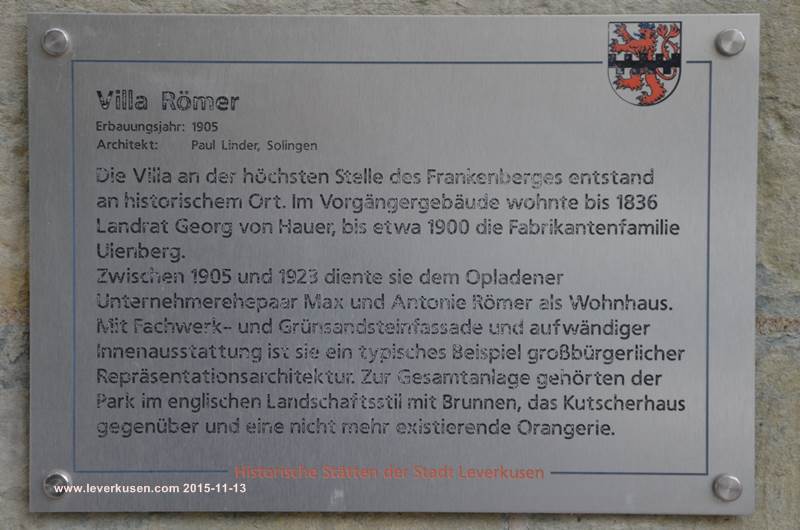 Denkmaltafel Villa Römer