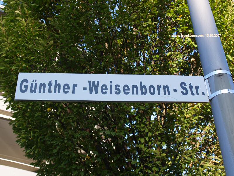 Foto der Günther-Weisenborn-Str.: Straßenschild Günther-Weisenborn-Str.