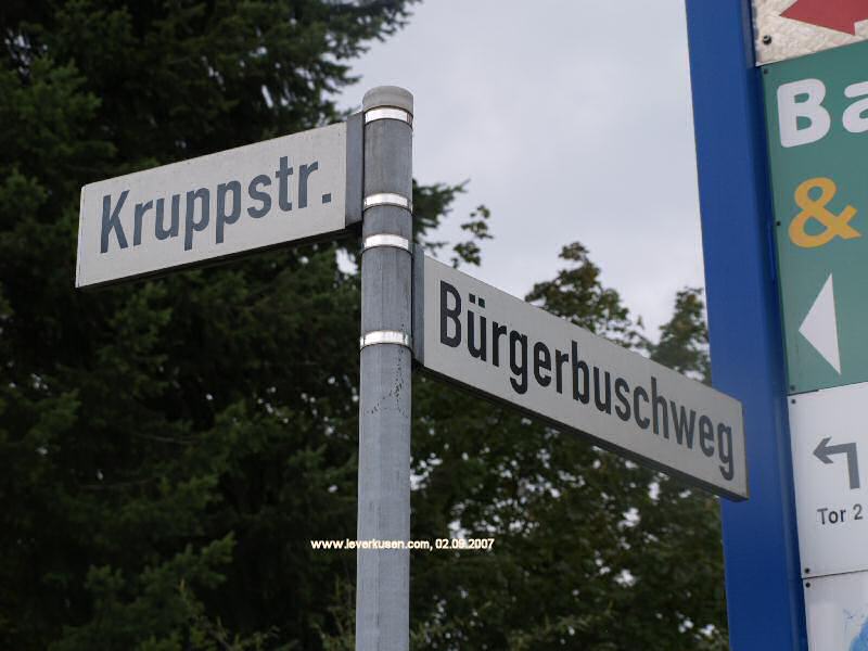 Bürgerbuschweg, Kruppstr., Straßenschild