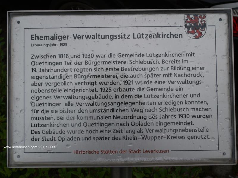 Verwaltungsgebäude Lützenkirchen (Erläuterungsschild)