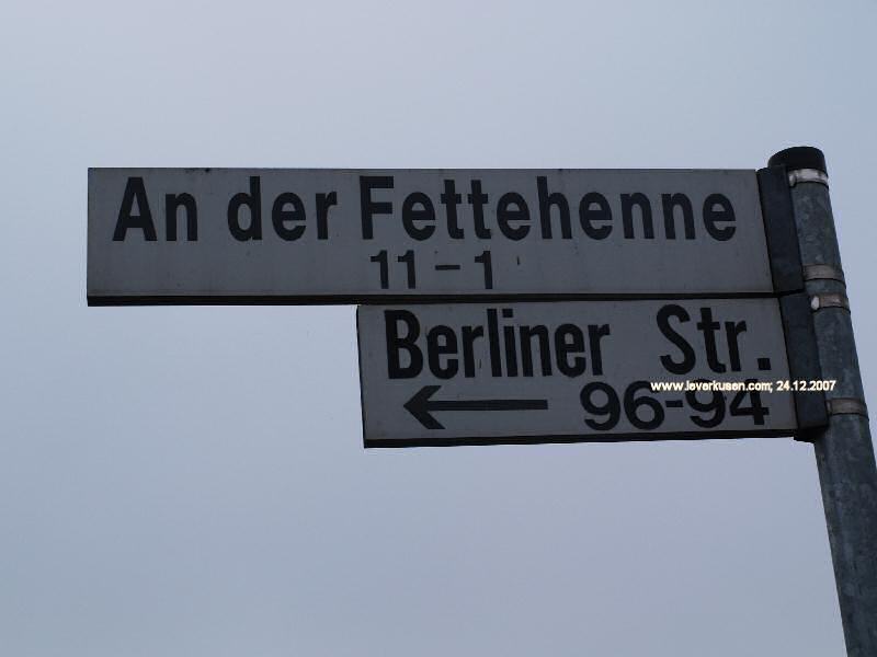 An der Fettehenne, Berliner Str., Straßenschild