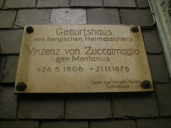 Gedenkplatte für Vinzenz Jakob von Zuccalmaglio (Montanus) (13 k)
