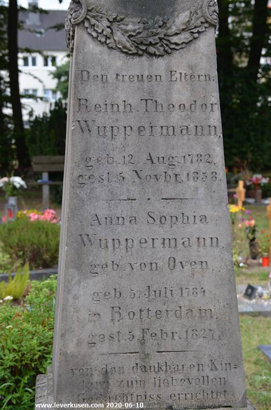 Historischer Grabstein Reinh. Theodor und Anna Sophia Wuppermann