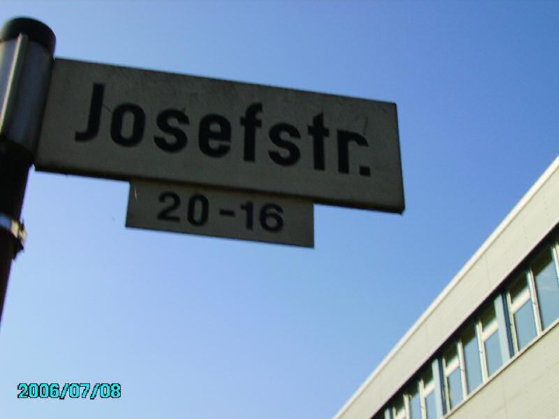 Foto der Josefstr.: Straßenschild Josefstraße