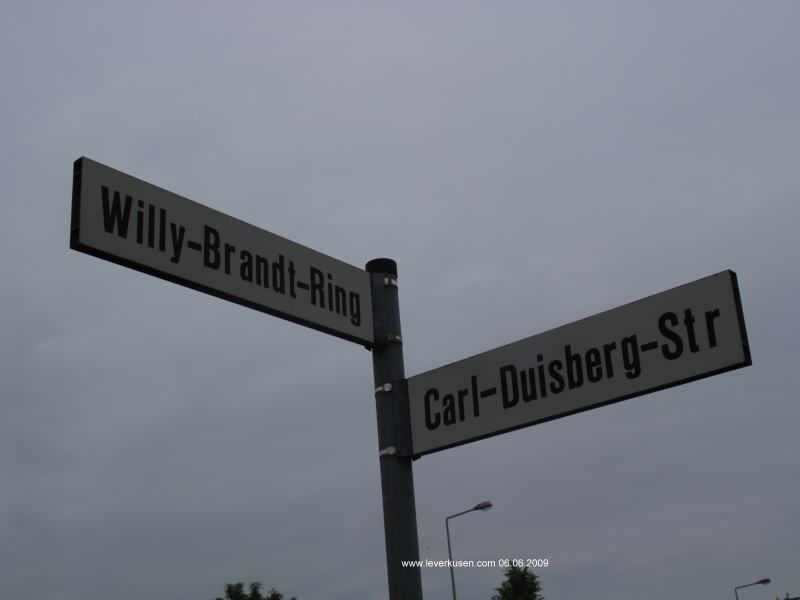 Carl-Duisberg-Str., Willy-Brandt-Ring, Straßenschild