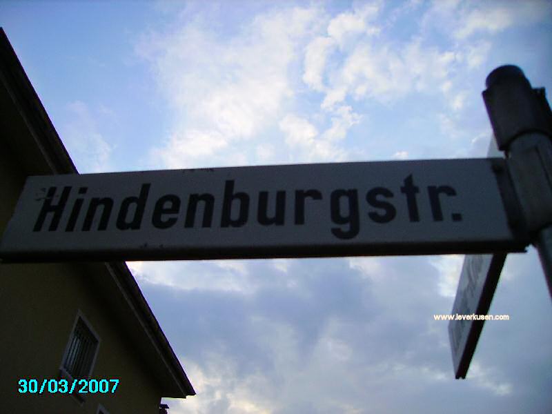 Foto der Hindenburgstr.: Straßenschild Hindenburgstr.