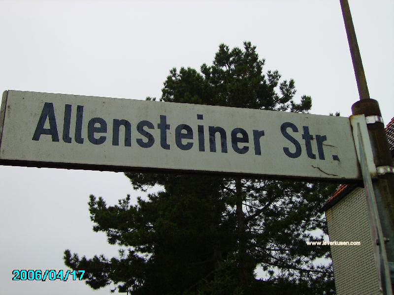 Foto der Allensteiner Str.: Straßenschild Allensteiner Straße