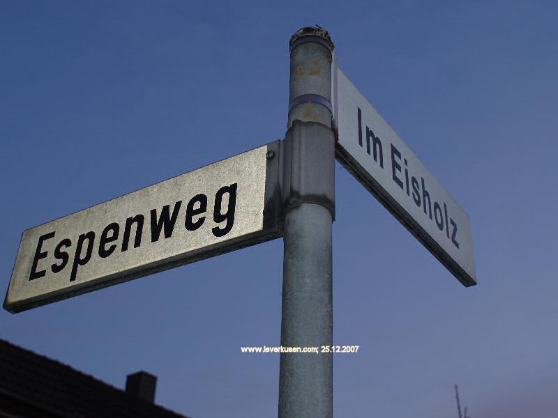 Espenweg, Im Eisholz, Straßenschild