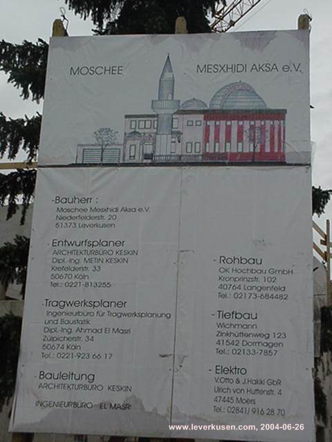 Moschee, Bauschild