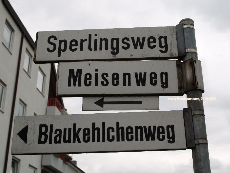 Straßenschild Sperlingsweg