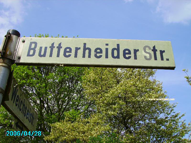 Butterheider Str., Weichselstr., Straßenschild
