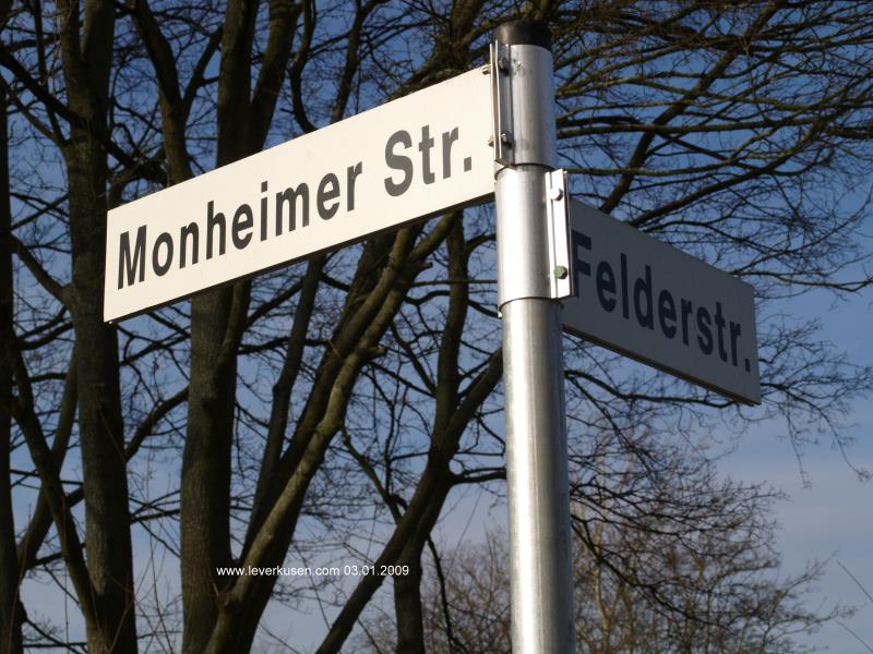 Foto der Monheimer Str.: Straßenschild Monheimer Str.