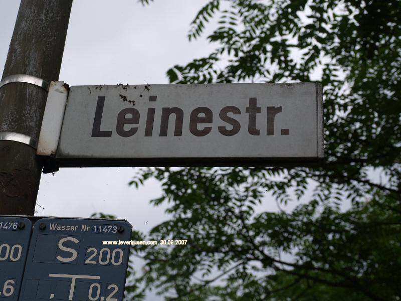 Foto der Leinestr.: Straßenschild Leinestr.
