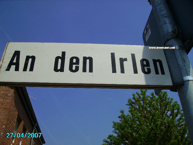 Foto der An den Irlen: Straßenschild An den Irlen