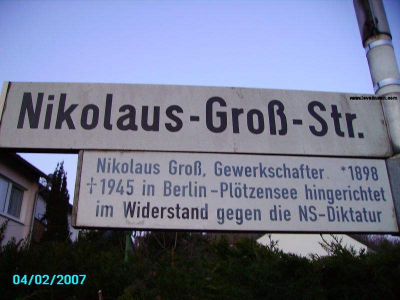 Foto der Nikolaus-Groß-Str.: Straßenschild Nikolaus-Groß-Straße