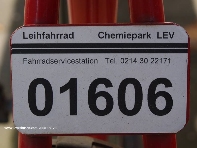 Nummernschild Leihfahrrad Chemiepark