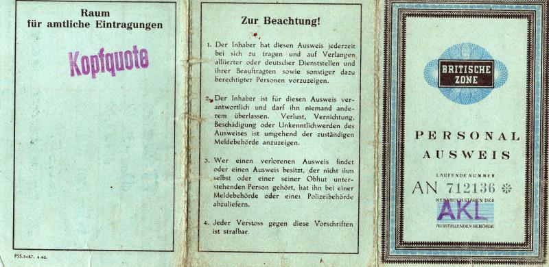Leverkusen, Bild: Personalausweis, Vorderseite 1947