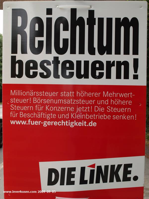 Plakat Die Linke: Reichtum besteuern