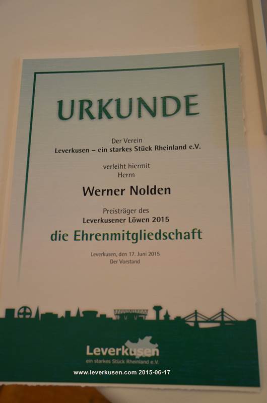 Ehrenmitgliedschaft für Werner Nolden