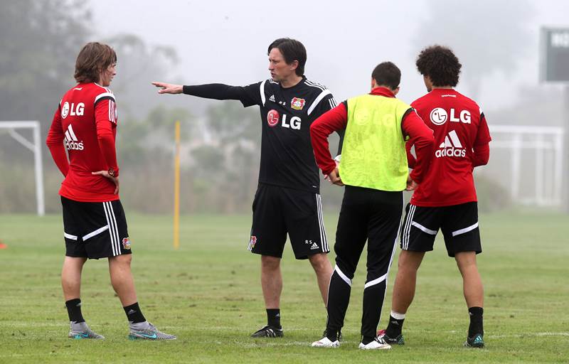 Schmidt mit Jedvai, Chicharito und Ramalho