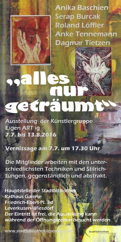 Ausstellung in der Stadtbibliothek: „…alles nur geträumt“, Plakat