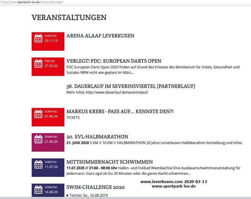 Sportpark: Veranstaltungen