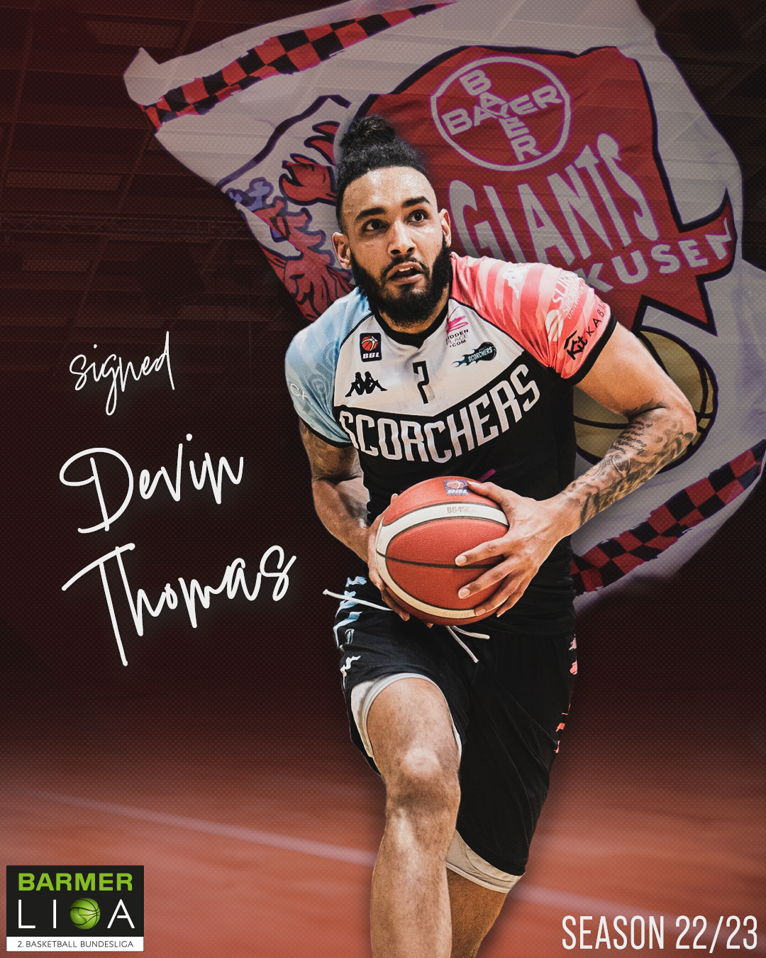 Devin Thomas bei den Bayer Giants 2022 / 2023