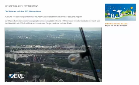 Neue Webcam bietet wieder atemberaubenden Panoramablick vom Leverkusener Wasserturm
