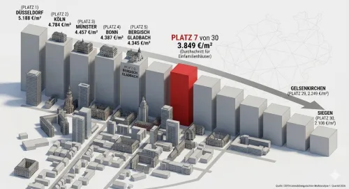 Immobilienpreise in Leverkusen: Platz 7 im NRW-Vergleich für Einfamilienhäuser