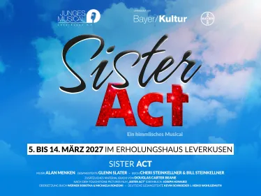 Im Frühjahr 2027 verwandelt sich das Bayer Erholungshaus in ein Kloster der besonderen Art: Das Junge Musical Leverkusen e. V. bringt das Erfolgsstück „SISTER ACT“ auf die Bühne. Die Zuschauer dürfen sich auf eine Mischung aus Disco, Gospel und ei